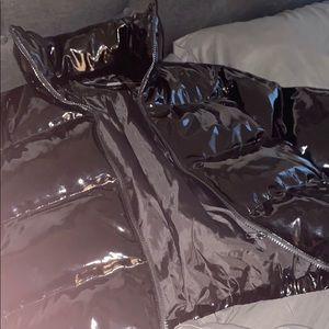 Cropped Vinyl Puffer Jacket
